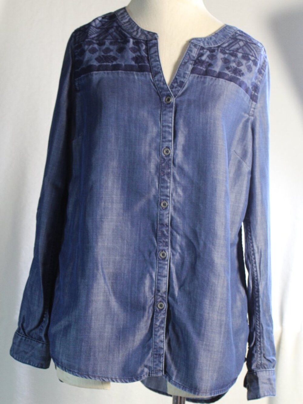 Bob Timberlake Tunic Sz S Blue Embroidered 100% Lyocell Coastal Cowgirl Boho